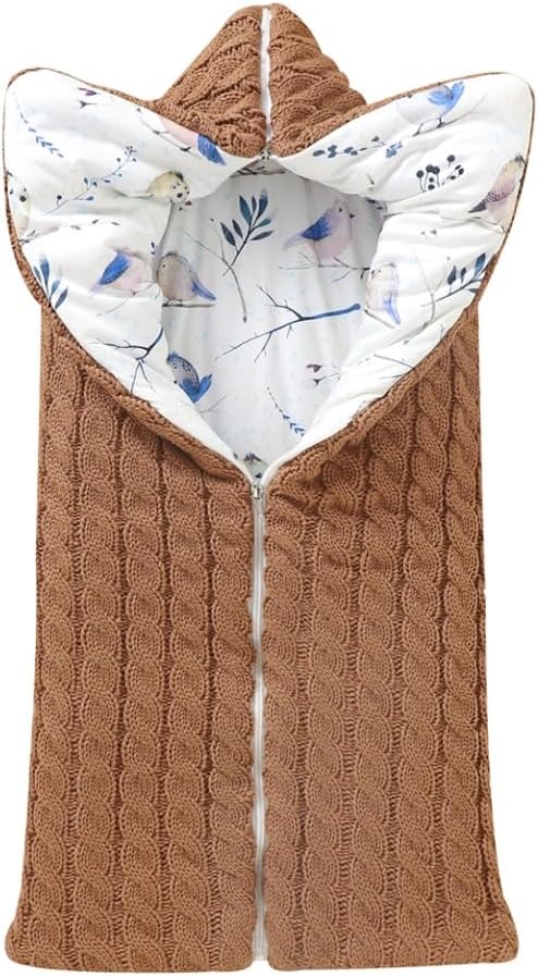 LLmoway Unisex Infant Sleeping Bag Warm Swaddle for Newborns Stroller Blankets for Babies Winter Soft Thick Knit Sleep Sack Brown