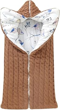 Infant Sleeping Bag for Cold Weather Warm Swaddle for Newborns Stroller Blankets for Babies Winter Knit Sleep Sack Brown