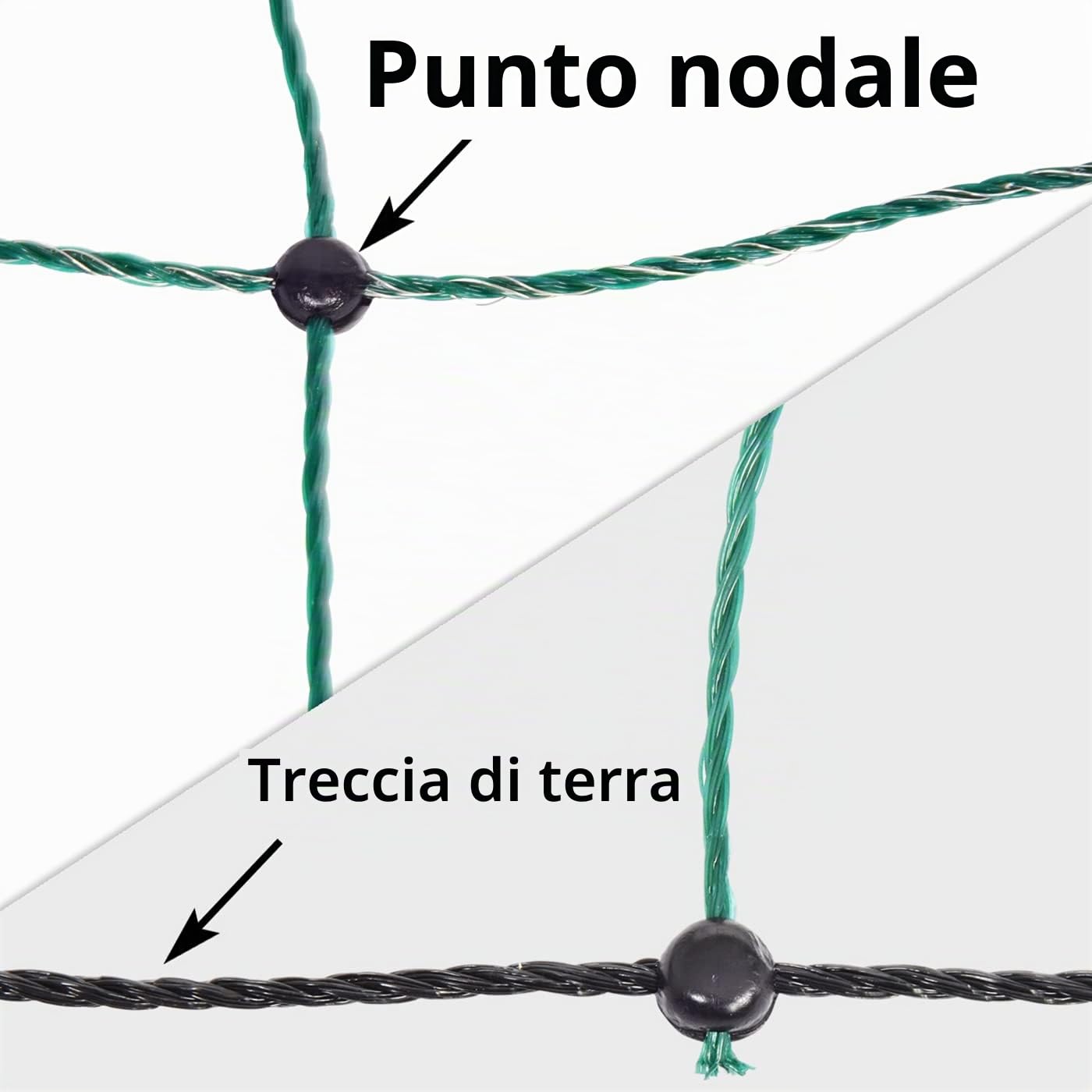 VOSS.farming Rete per recinzioni da pascolo elettrificabile, Altezza 106 cm e 50 m di Lunghezza, a Punta Doppia, 14 Pali Neri, Colore Verde Pino