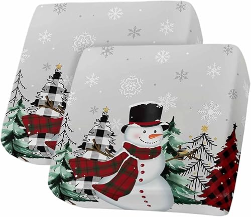 Miniatura 39 de Fundas de cojín grises para sofá de Navidad, funda elástica para sofá con parte inferior elástica, fundas de sofá de invierno con muñeco de nieve