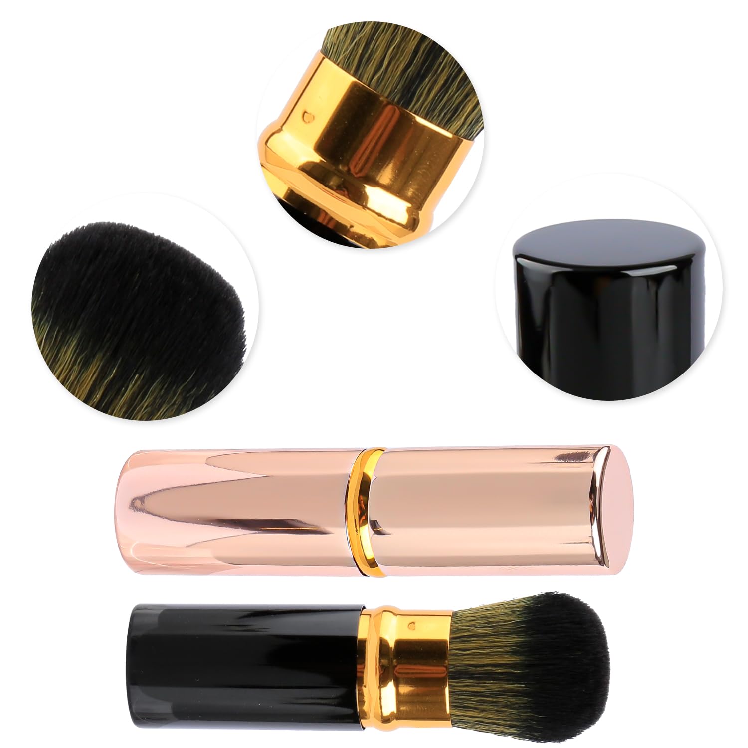 Luckious 2 PCS Retractable Blush Brush with Lid, Travel Makeup Brush - Image 3