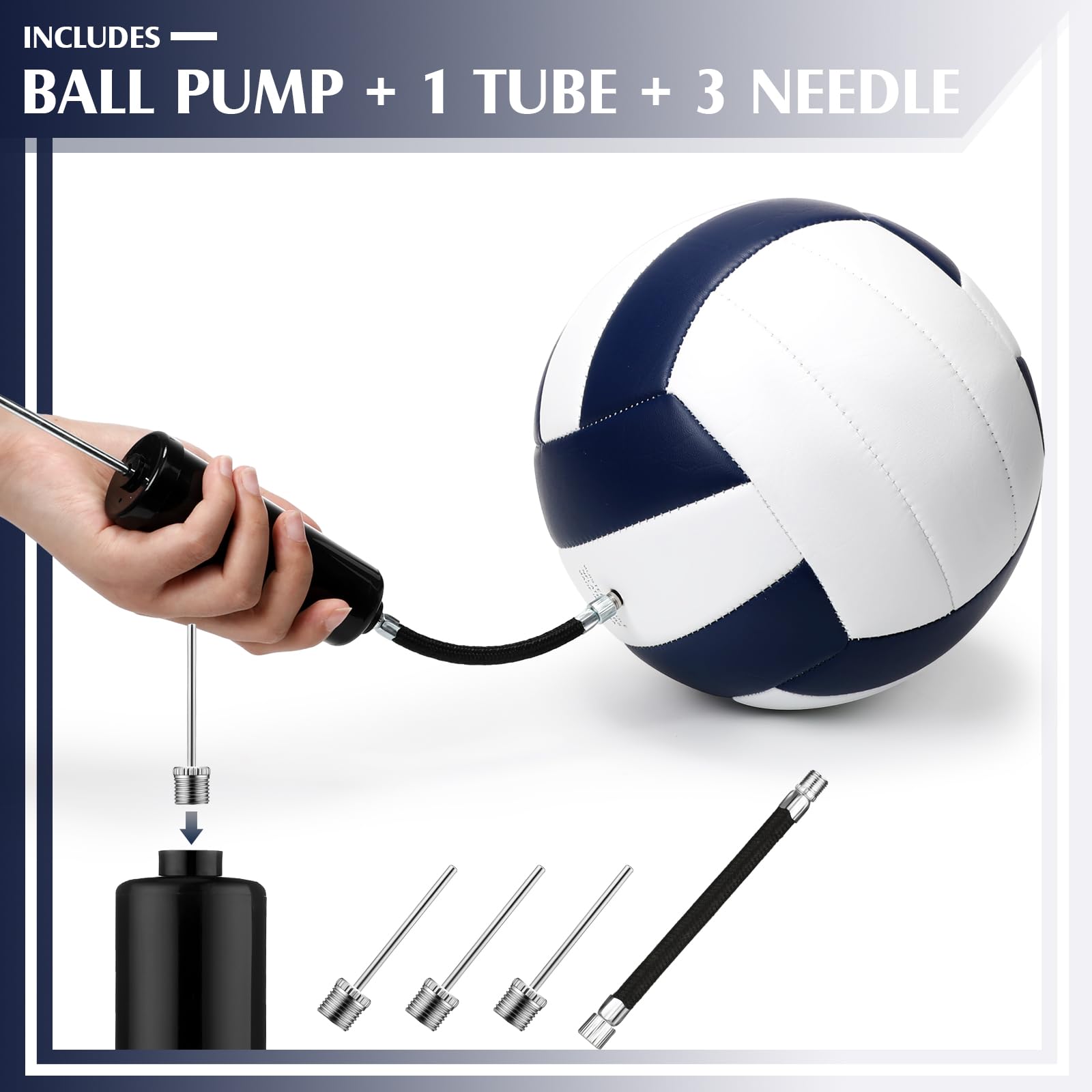 Wettarn Volleybälle in offizieller Größe 5, weich, Freizeit-Volleybälle mit Pumpe, reguläre Größe, Volleybälle für Anfänger, drinnen und draußen, Strand, Fitnessstudio, Pool, Sandsport, Marineblau,
