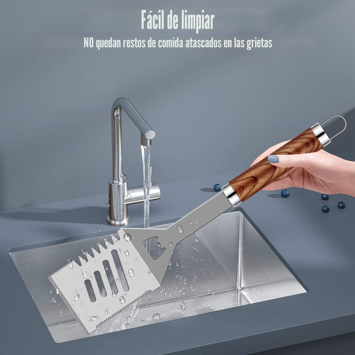 Grilliance Kit de Accesorios para Barbacoa de Acero Inoxidable de 26 Piezas, Juego de Herramientas para Parrilla Resistente con Estuche de Aluminio, Utensilios para Barbacoa para Hombres, marrón