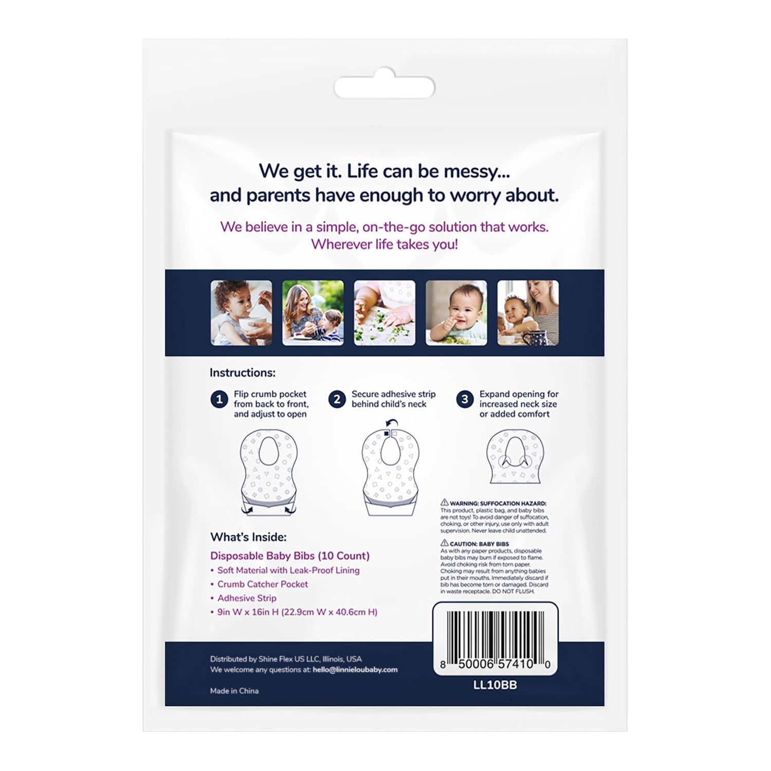 LinnieLou LL10BB Disposable Baby Bibs