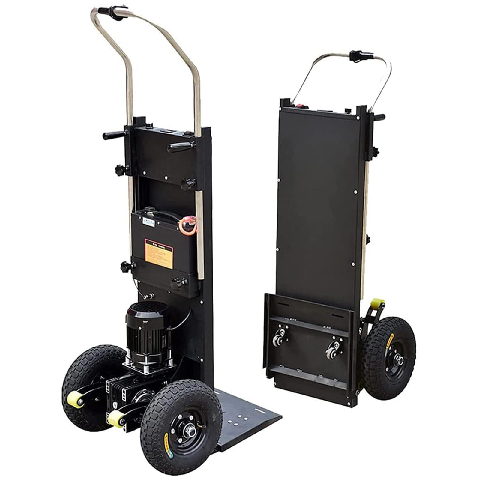 Carrello Saliscale Elettrico 1200 W, con Maniglia Telescopica, con Batteria al Litio, Carico 400 kg, Carrello per Sacchi Oggetti Pesanti su E Giù Scale,A