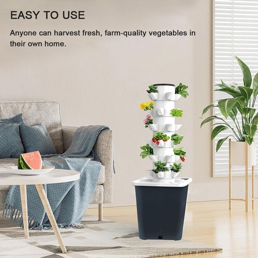Kit de germinación para vivero (15-30 Unidades), jardín aeropónico automatizado, de Cultivo Vertical hidropónico, con Bomba y depósito de Agua móvil (no Incluye plántulas)