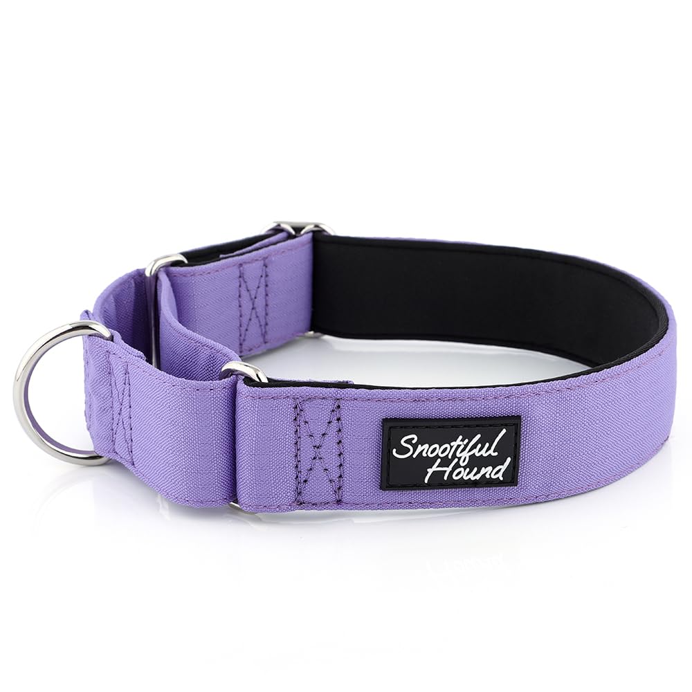 Snootiful Hound Padded Martingale Collar - Purple - Ideal for Greyhounds, Whippets, Lurchers and All Sighthound Breeds - Anti-Slip Collar (25-30cm)