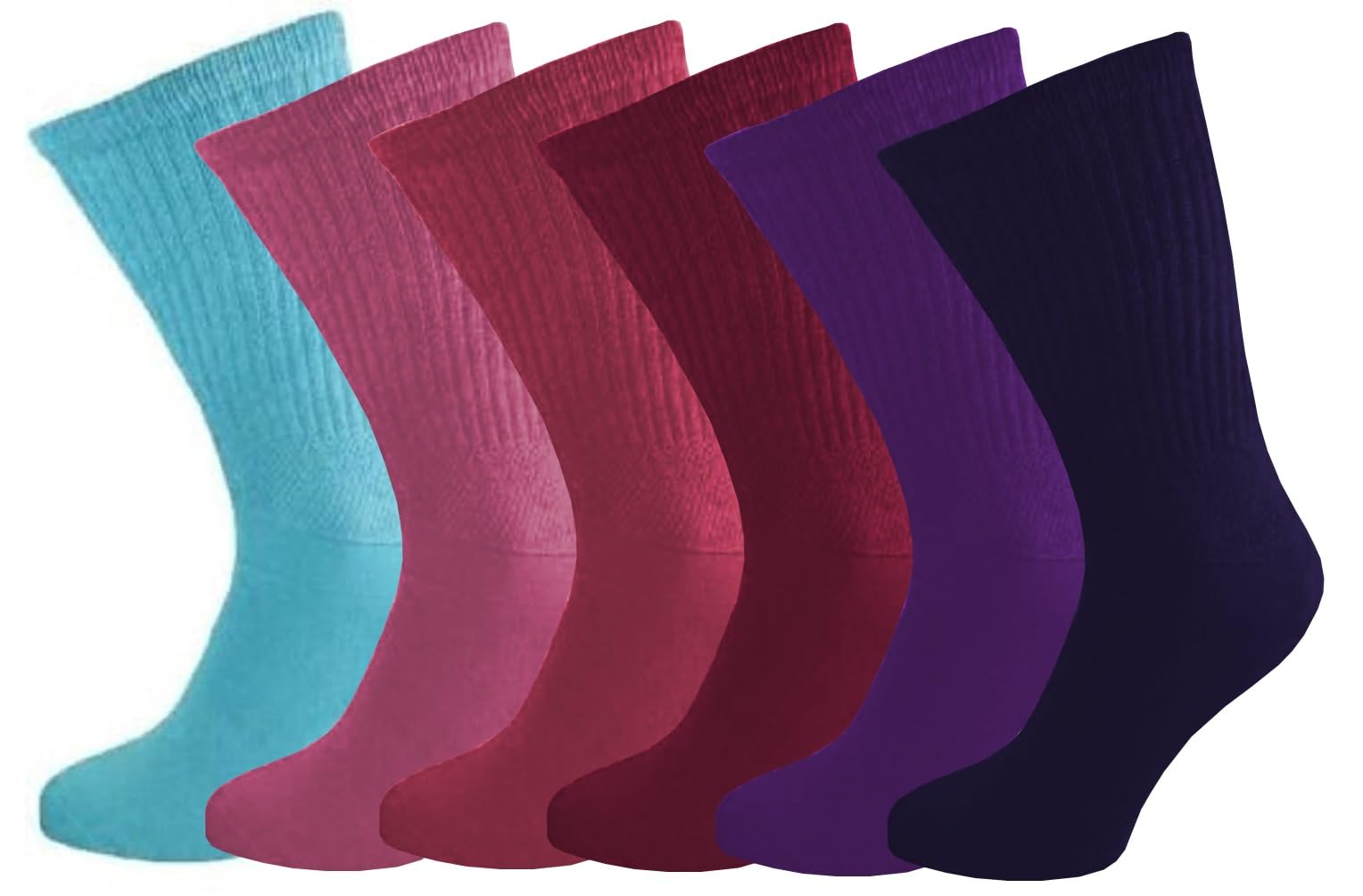 Onlybee Women's 6 Pairs Assorted 6 Pairs Bamboo Diabetic Extra Wide Socks Uk 4 To 8 (Uk, Numeric, 4, 8, Regular, Regular, )