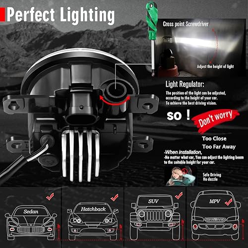 Miniatura 5 de Luz antiniebla LED con anillo de halo de ojo de ángel de repuesto para Ford 13-16 Fusion, 11-15 Explorer, 08-14 Focus, 15-17 Mustang, 15-18 Edge,