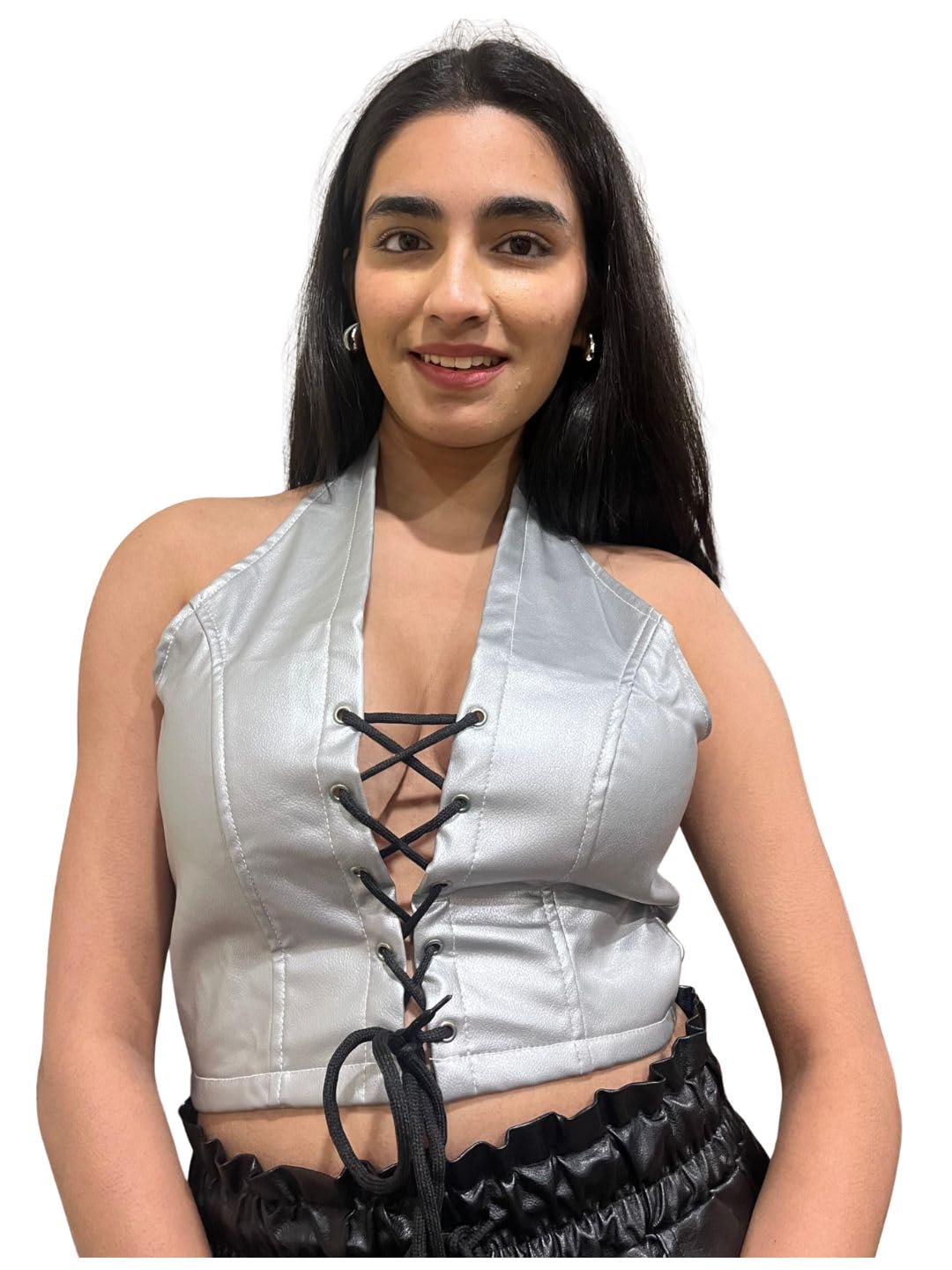 tandul Women's Solid Silver Top- Polyester Western Style Sleeveless for Office, Casual, Festive & Party (12133)-picture-21