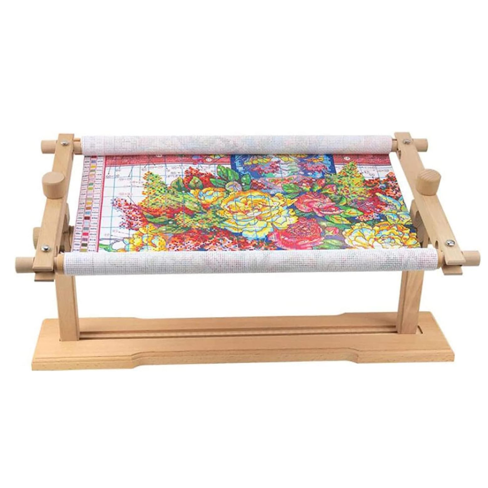 Supporto per ricamo in legno, supporto per telaio da ricamo regolabile, strumento di supporto ricamato per rotazione in legno di faggio naturale, per progetti di ricamo di artigianato artistico e cu