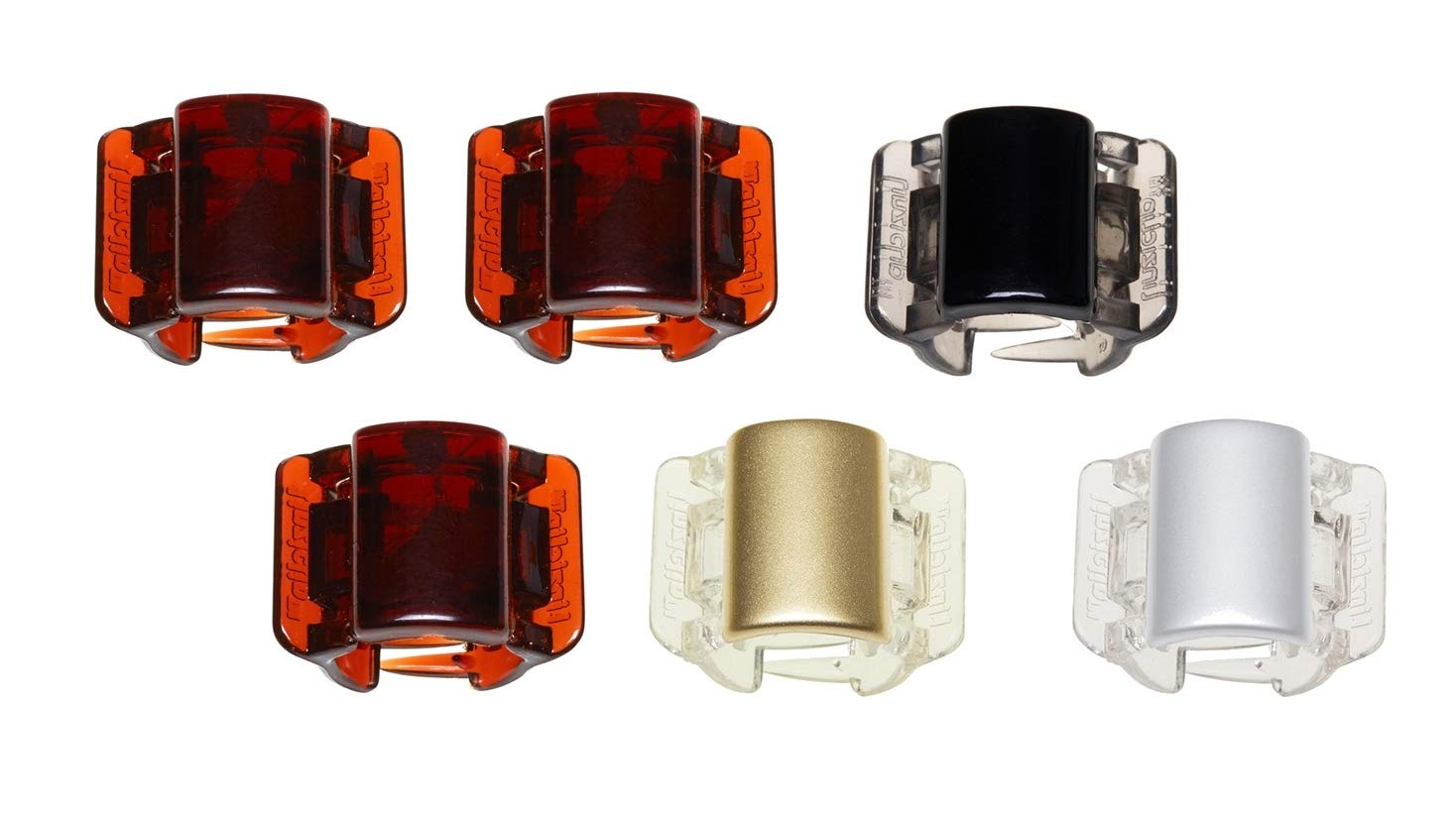 Linzipclip Mini Hair Jaw Clip, Gold, Silver, Black and Tortoiseshell, 6-Pieces