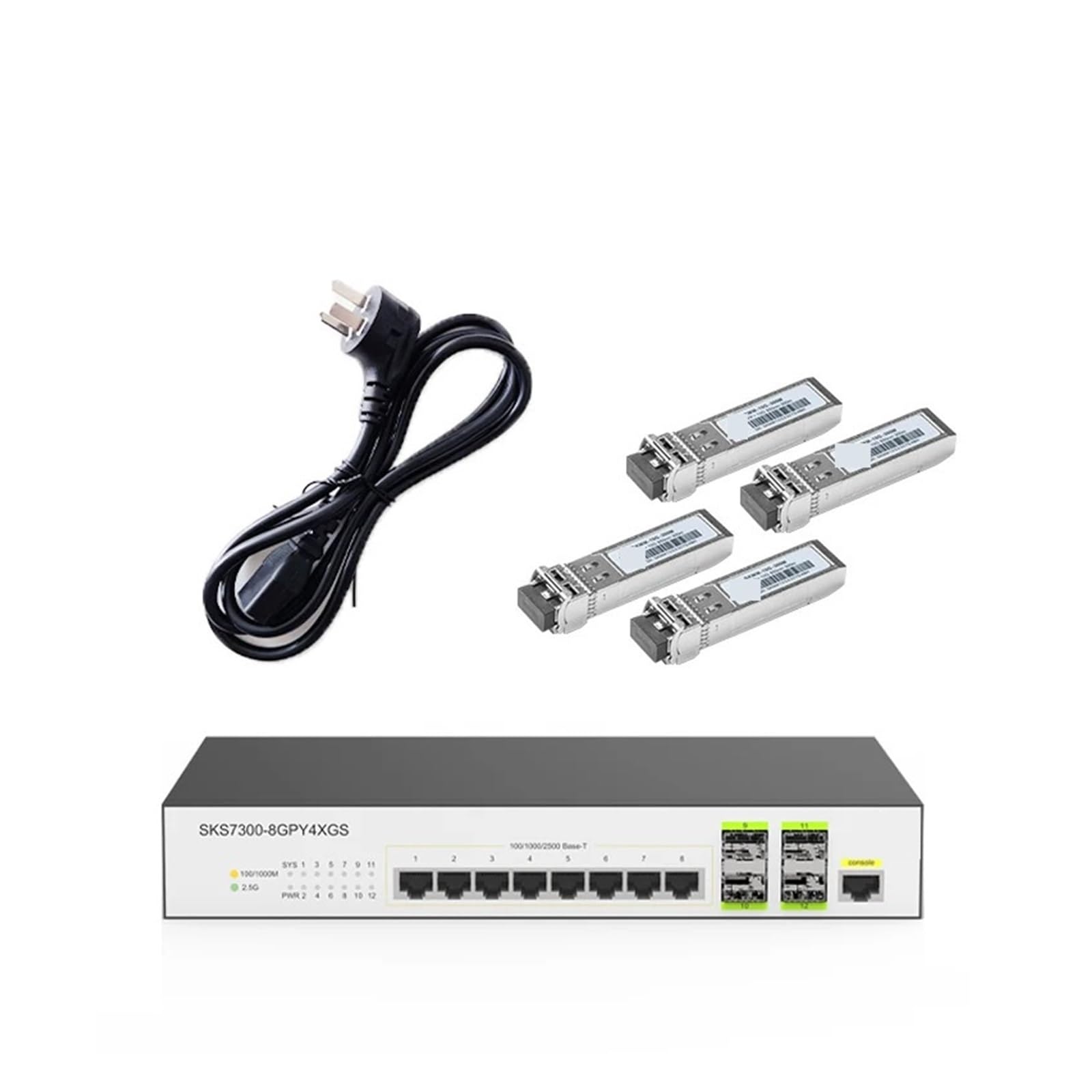 Conmutador de red, Conmutador Ethernet de 2,5g, 12 puertos stionados, concentrador de red de Internet óptico de 10gb, vlan y soporte de agregación de puertos, stión WEB/CLI,Confiable(With multimode)