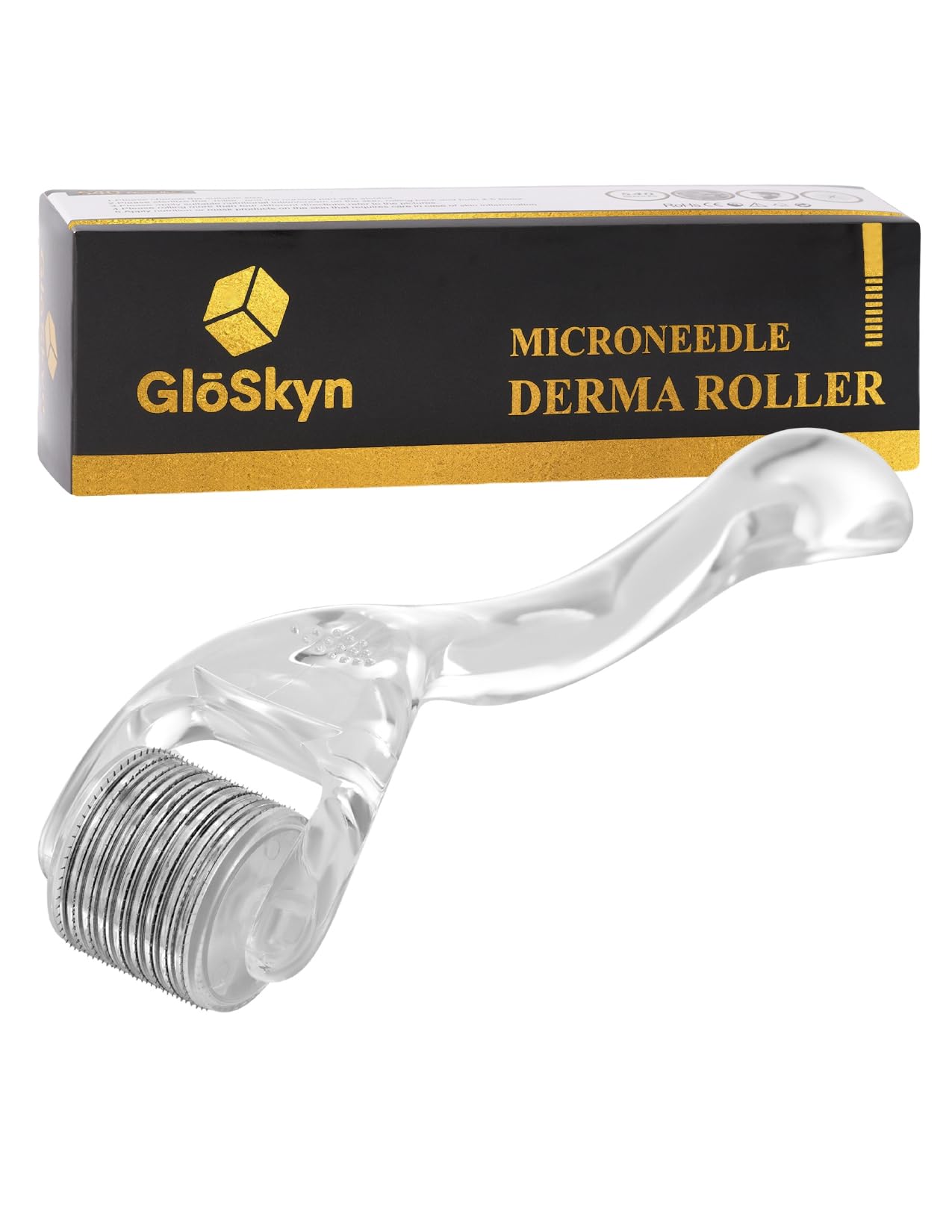 GlSkyn Derma Roller for Face, Scalp, and Beard - 0.25mm Microneedling Roller with 540 Titanium Microneedles
