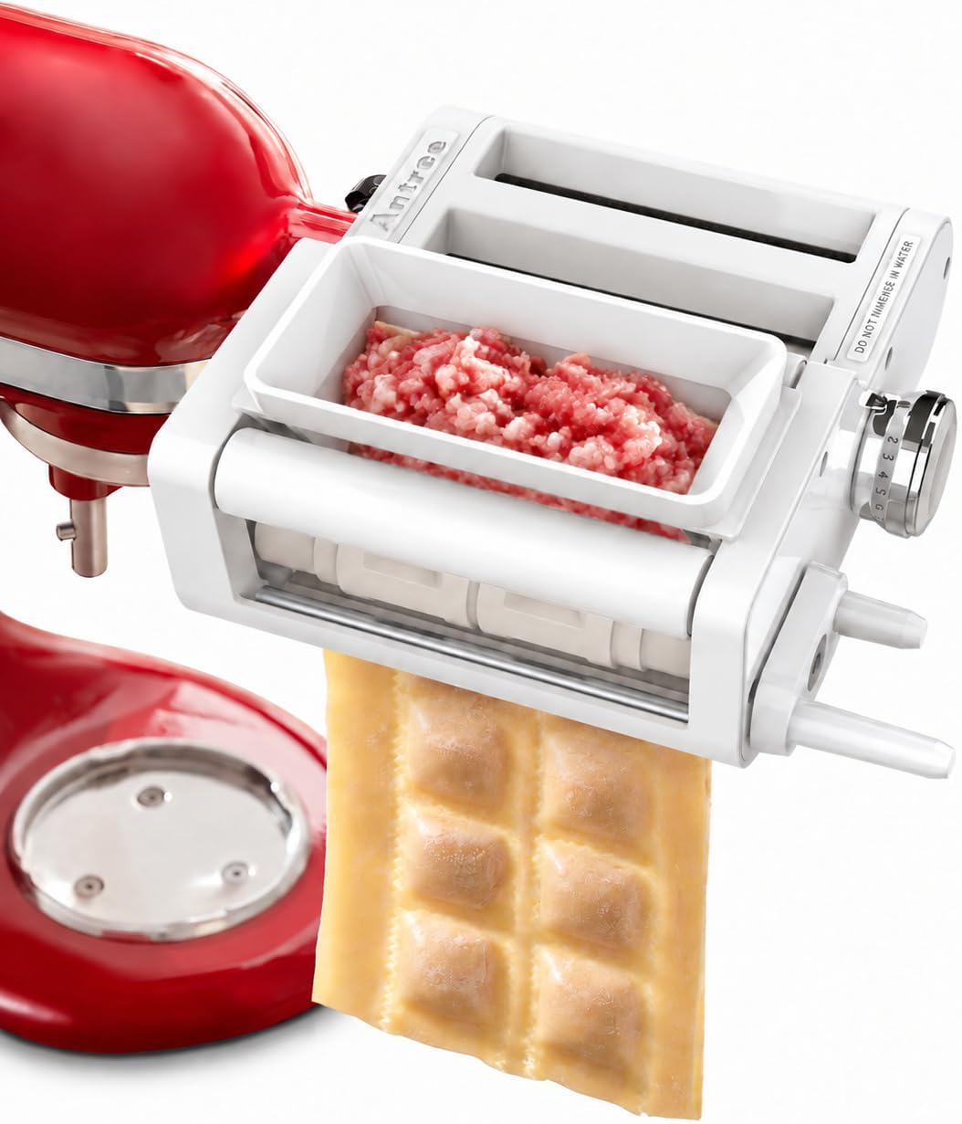 Antree 3-1 Ravioli & Pasta Roller/Cutter Attachment for KitchenAid Mixers