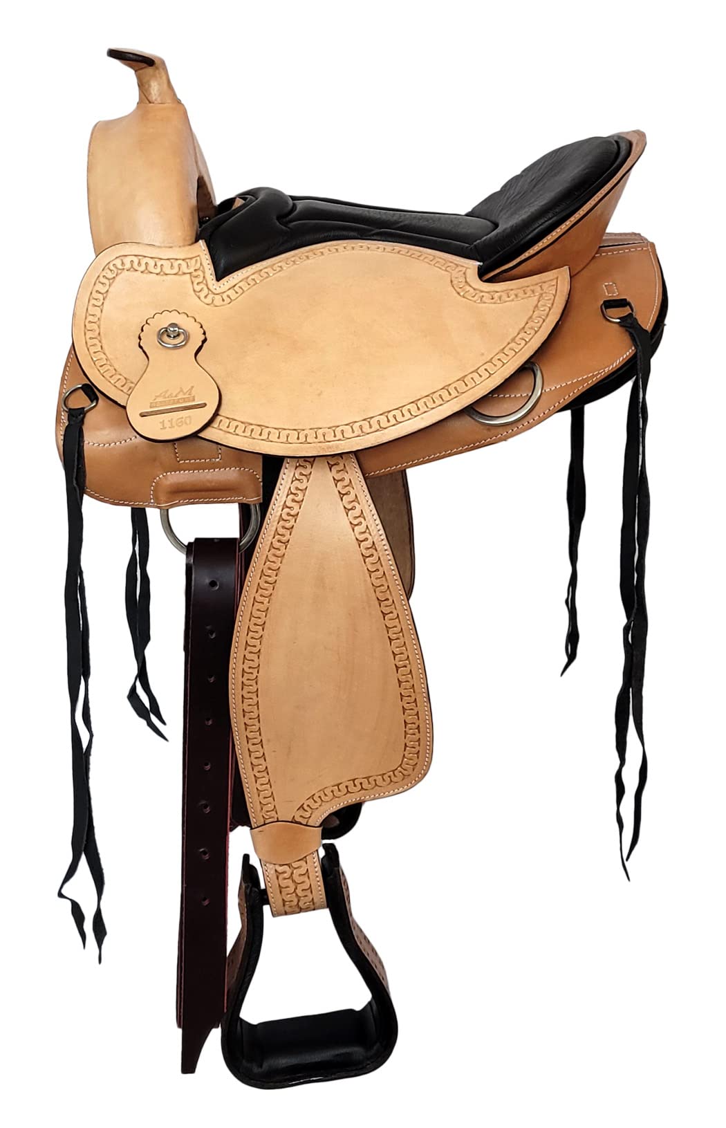 A&M Reitsport Selle western Michigan Eco sans arbre en cuir de buffle, taille : 17"