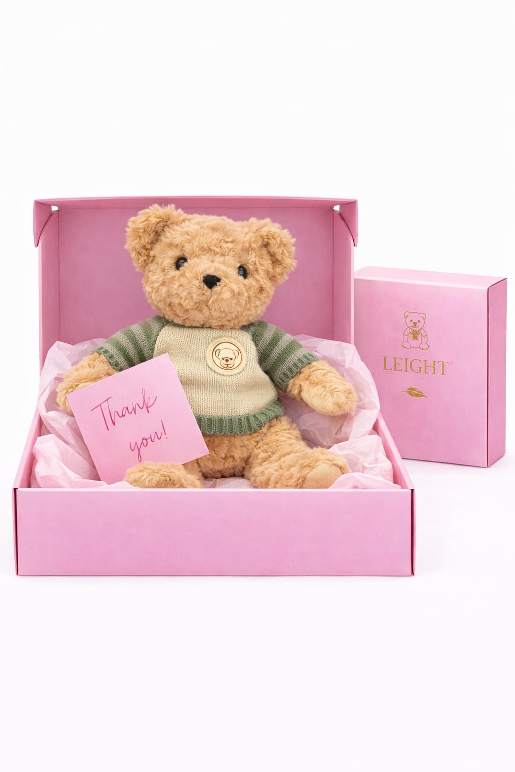 LEIGHT Orsacchiotto di Peluche Morbido con Maglione – 30cm Pupazzo Coccoloso per Bambini & Adulti, Regalo Perfetto & Decorazione Elegante (MAGLIONE ORSACCHIOTTO VERDE)