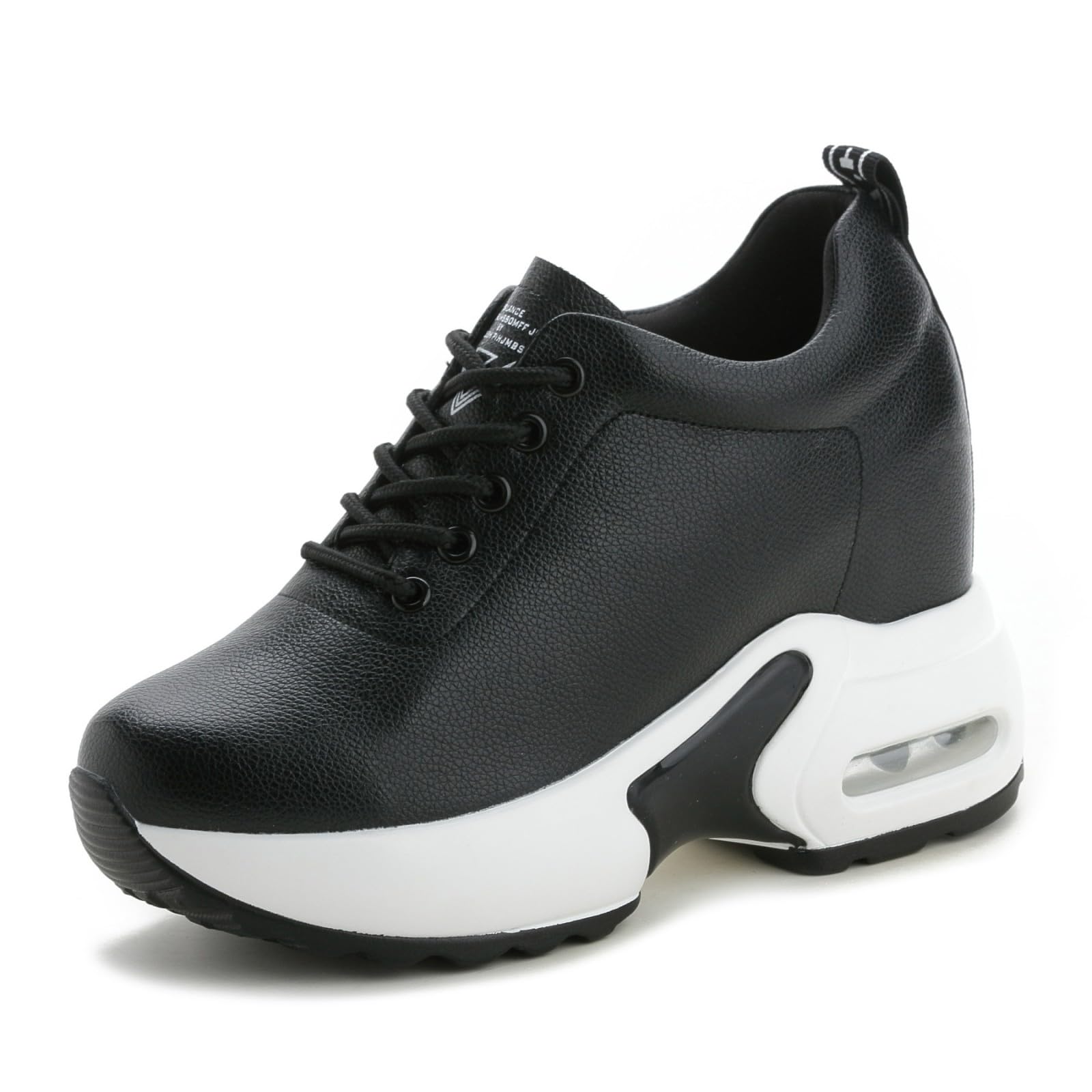 Zapatillas Deportivas Cuña Interior Mujer 10 cm Cuero Zapatos Running Fitness Gym Outdoor Sneakers Cuña Alta Talón Plataforma Casual