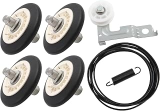 4 Pcs Dryer Drum Roller Repair Kit with Belt & Idler Pulley Assembly Replace WE03X10008 WE12X10011 WE12X10013 Fit for GE Dryer PTDN800EM0WW PTDN800GM0WW PTDN805EM0MS PTDN805GM0MS