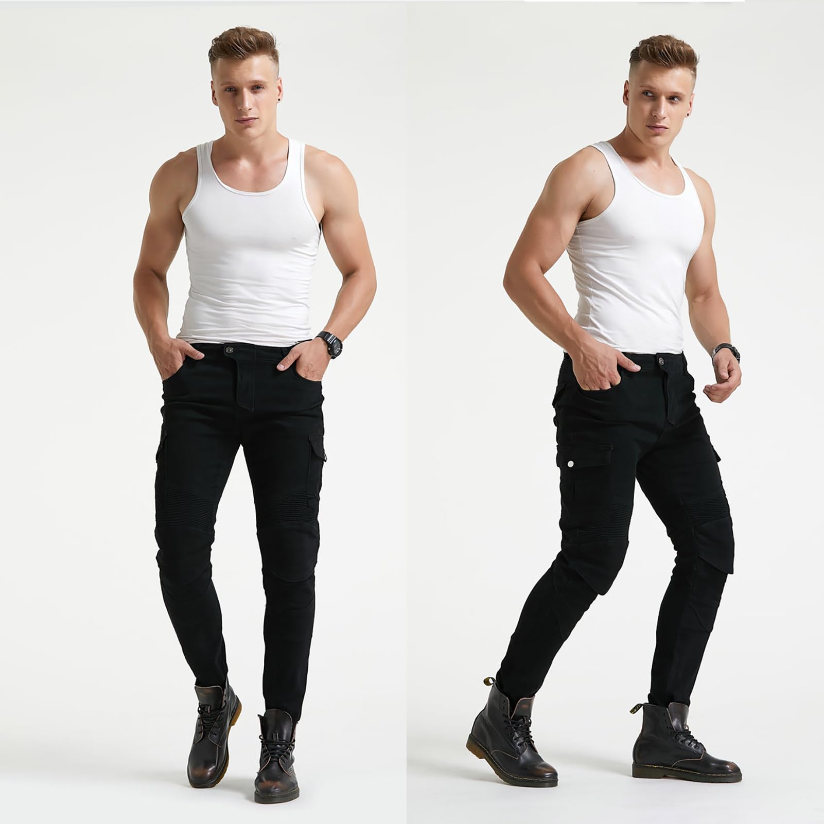Pantaloni Moto Uomo, Jeans Moto con Protezion CE Livello 2, Realizzati in Traspirante Resistente all'Usura, 4 Stagioni per l'uso Quotidiano e La Guida in Città
