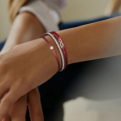 Miniatura 4 de KunBead Pulsera de cuero infinito para mujer, hecha a mano, trenzada, bohemia, multicapa, pulsera de pulsera para cumpleaños