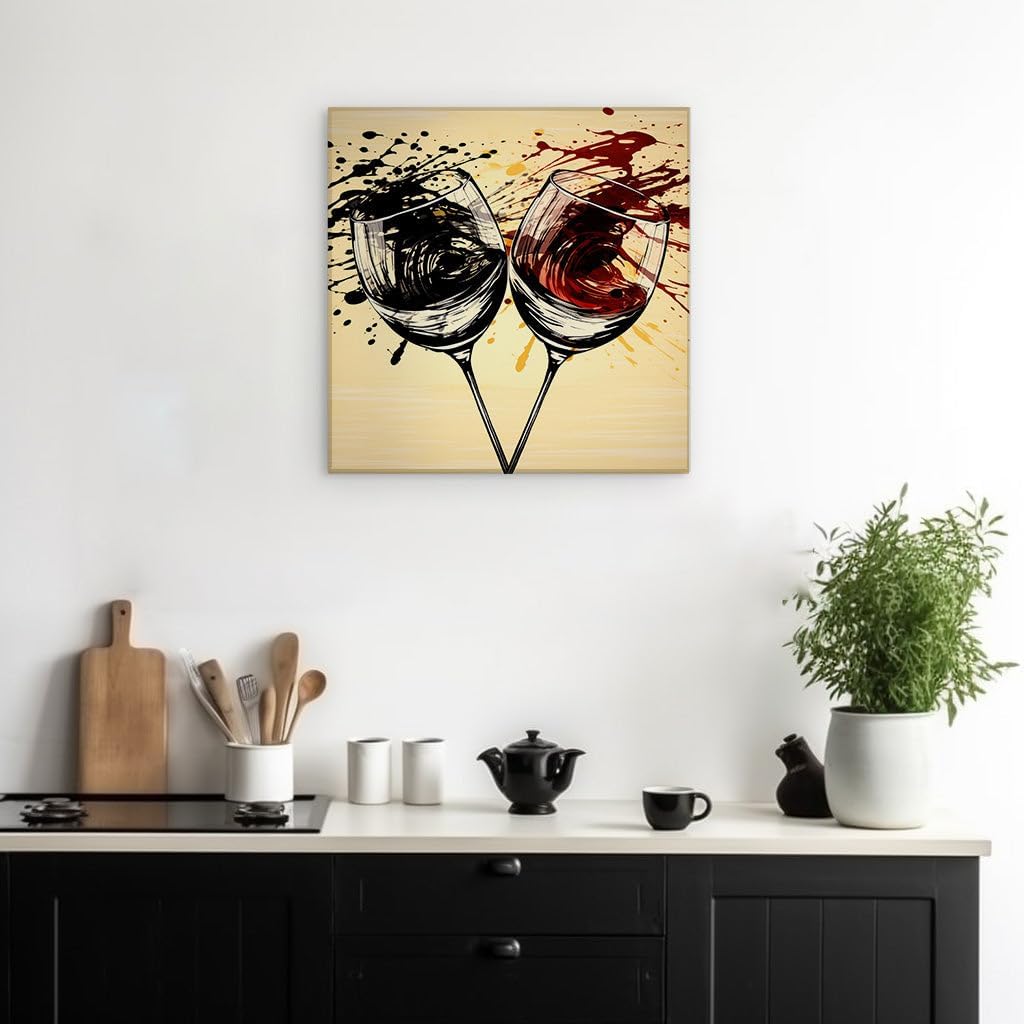 Canvas for Living room. Clinking Glasses in a Hues of Luxury - A Toast to the Digital Art of Celebration, 27 x 18 inch Canvas Wall Art - Abstract By Atmosphere - Zen Wall Decor - 69x46 cm (27x18 inch)