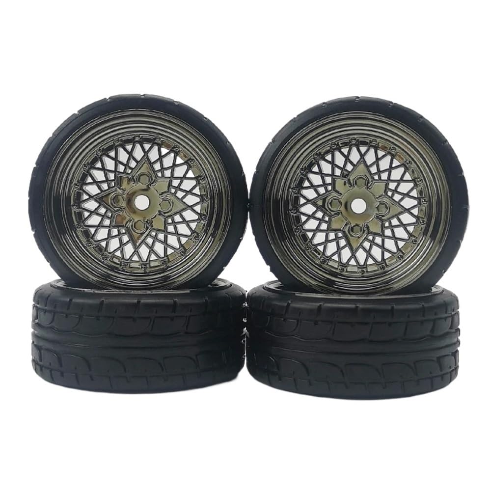 Cerchioni in plastica con offset in scala 1/10 da 4 pezzi 3mm con pneumatici per modelli Drift e Touring di auto RC compatibili con veicoli simili