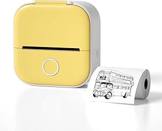 Notebuddy Mini Portable Printer, Mini Thermal Printer, Pocket Sticker Printer, Inkless Sticker Printer, Bluetooth Wireless Inkless Mini Printer, Instantly Photo Printer (Full Yellow)