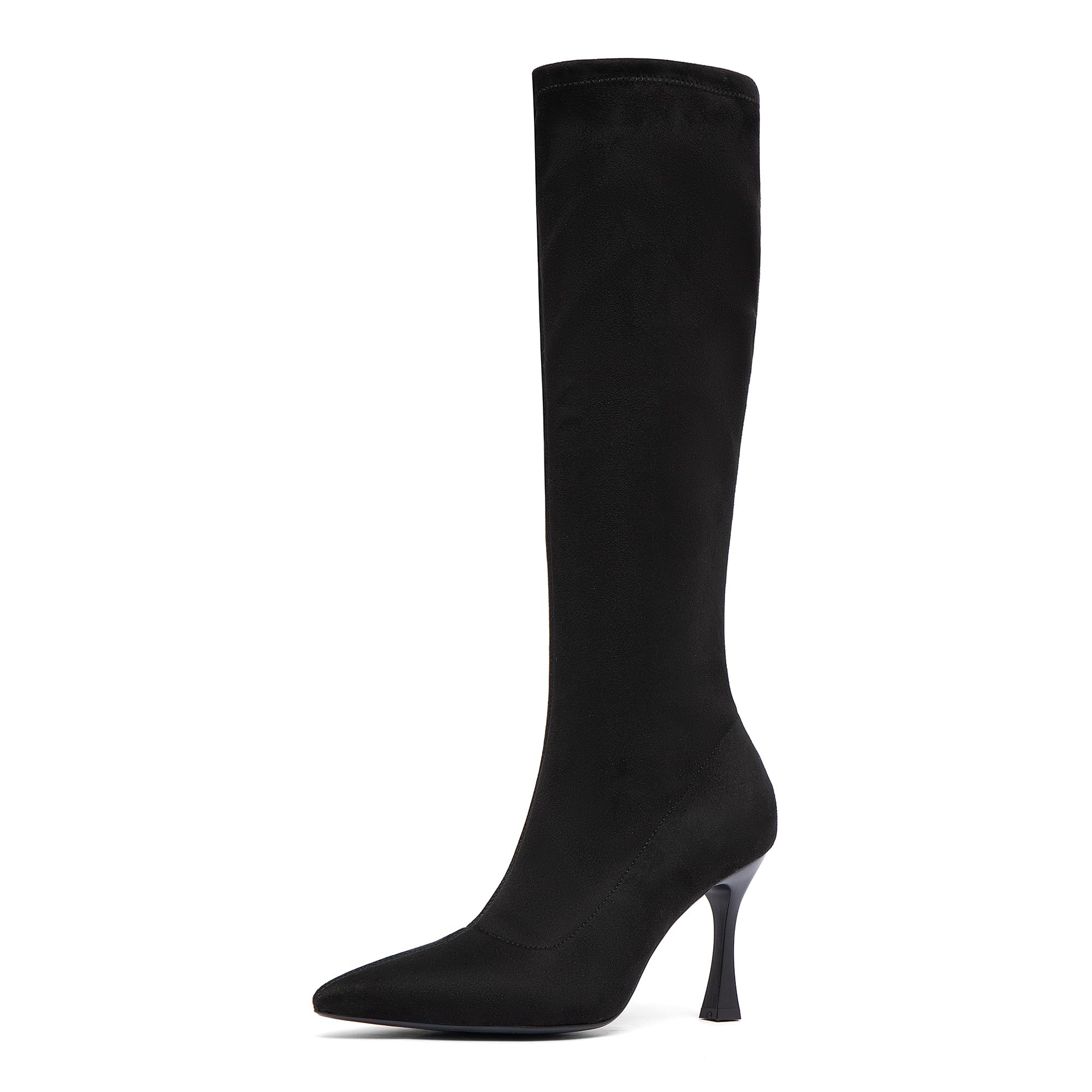 NEWBELLA Womens Knee High Boots - Pointed Toe Stiletto Heel Dress Boots for Work Street Evening