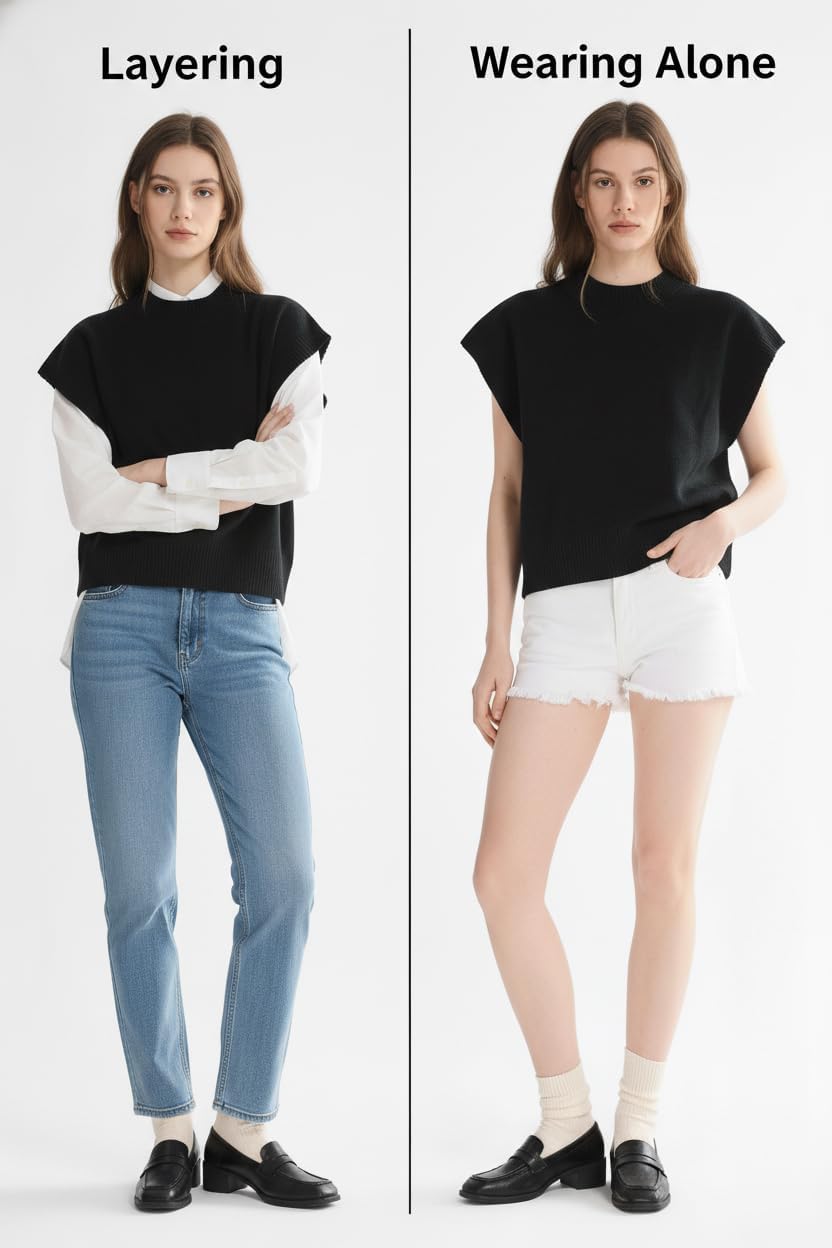 Orolay CHIIONE Women's Spring Sweater Vest Short Sleeve Mock Neck Knit Tops 2026 Trendy Cap Sleeve Pullover Business Casual - Image 4