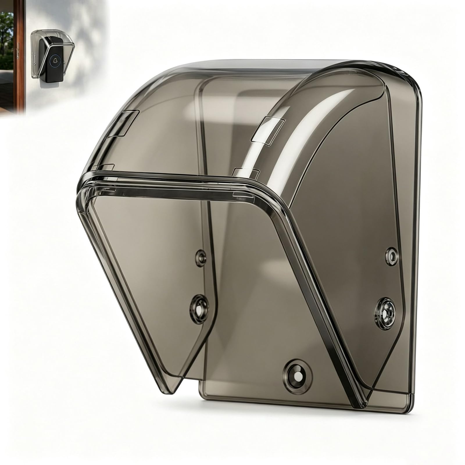 1-Piece Ring Doorbell Cover Weatherproof, PC Plastic Outdoor Doorbell Camera Shield, 6.4x9cm Black Grey Housing for Rain and Dust Protection-image-28