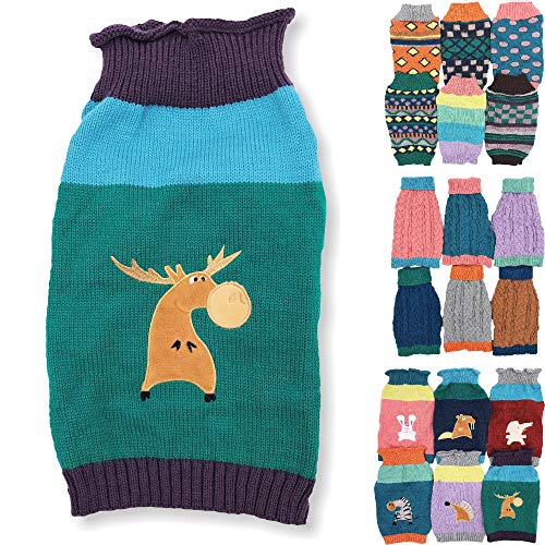 Hundepullover, gestrickt, modisch, warm, weich, für den Winter, für kleine und große Haustiere, Größe M, Länge 38,1 cm, Elch Cover