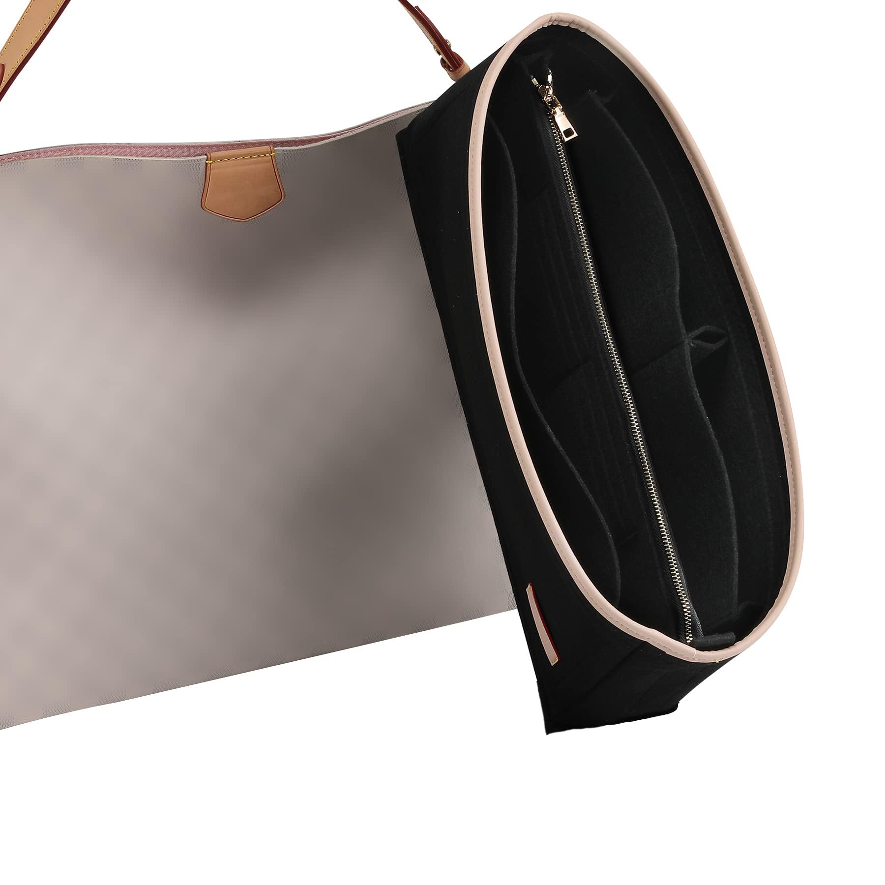 Doxo Purse Organizer Insert, Felt Bag Organizer with Detachable Zipper Pocket, Women Handbag Organizer, Perfectly Fits LV Graceful PM & Cluny MM and