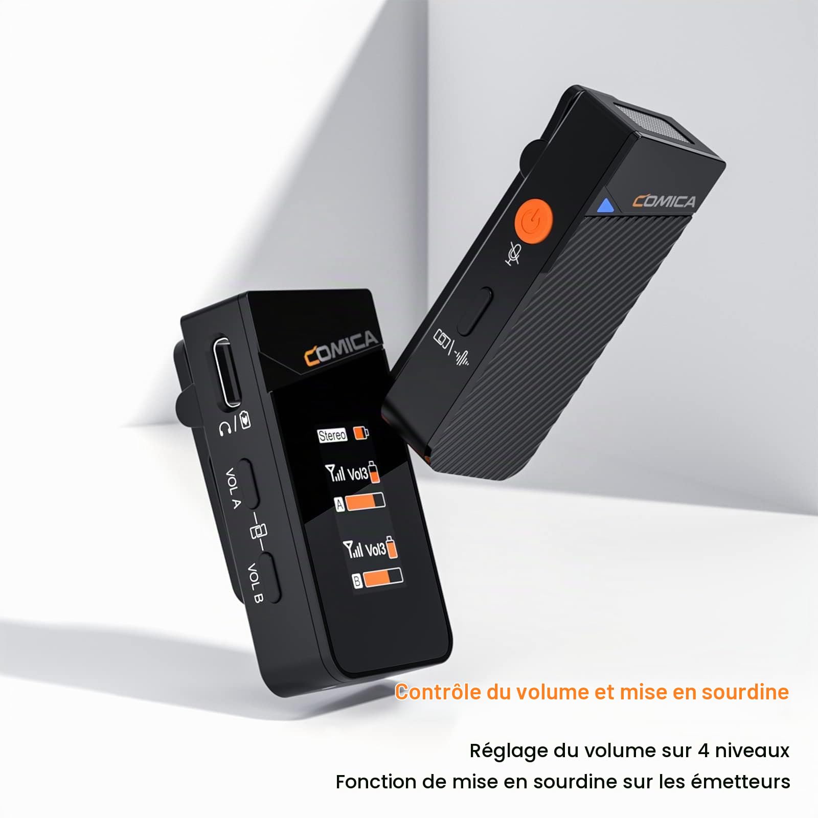 COMICA Vimo C3 Micro Cravate sans Fil, Suppression du Bruit et Mode de Sécurité,Microphones Lavalier Wireless 2.4Ghz pour Android/DSLR Cameras/Computer/Live Streaming(avec étui de Chargement)