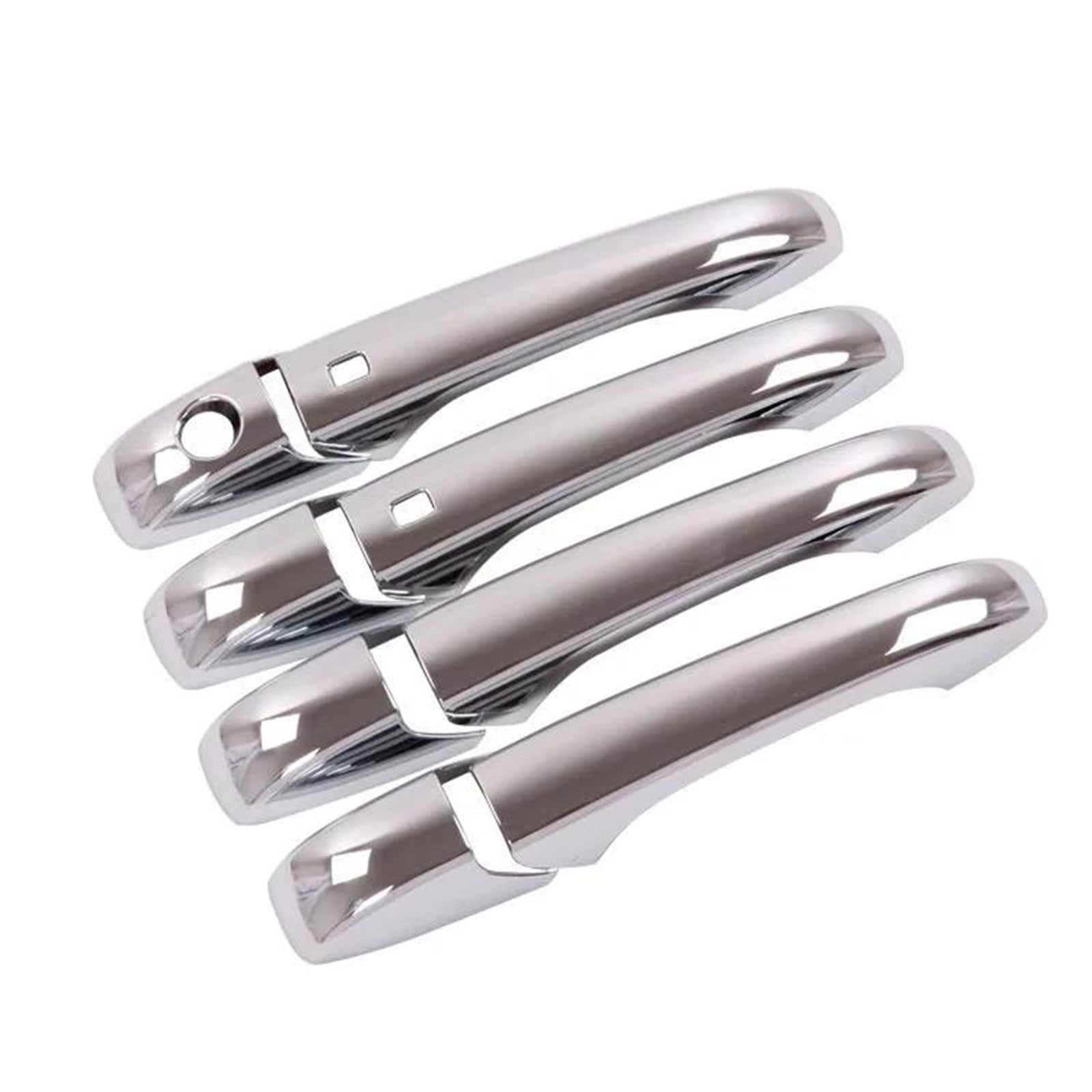 HETEVSCCK for Chrysler 300 300C 2005 2006 2007 2008 2009 2010 Glossy Black Chrome Car Door Handle Cover Trim Sticker(Silver 2 Buttons)