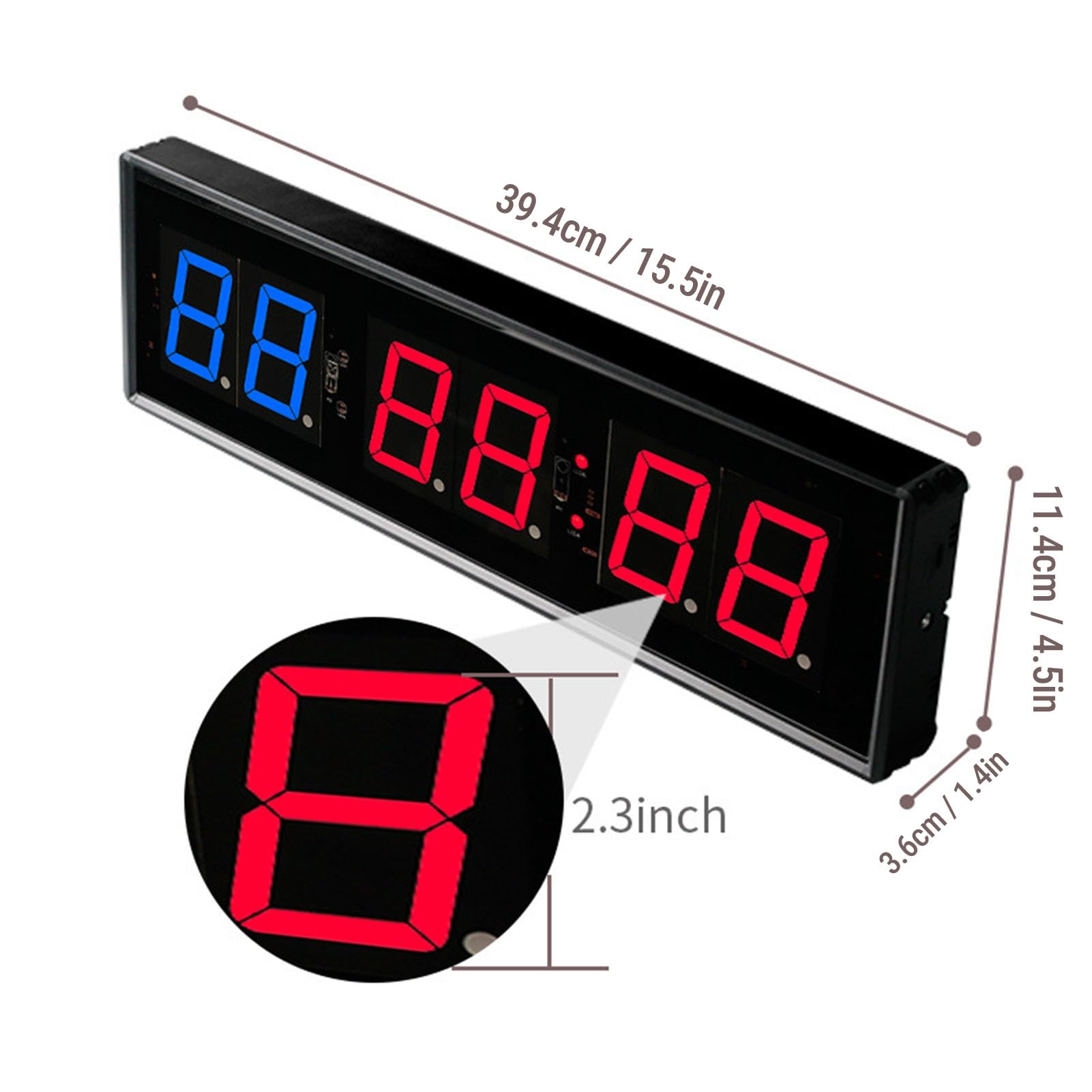 Minuterie de Gymnastique à LED, Grand écran de 15,5 Pouces, Minuterie D'intervalle D'entraînement Télécommandée avec Compte à Rebours, Chronomètre pour L'entraînement Physique