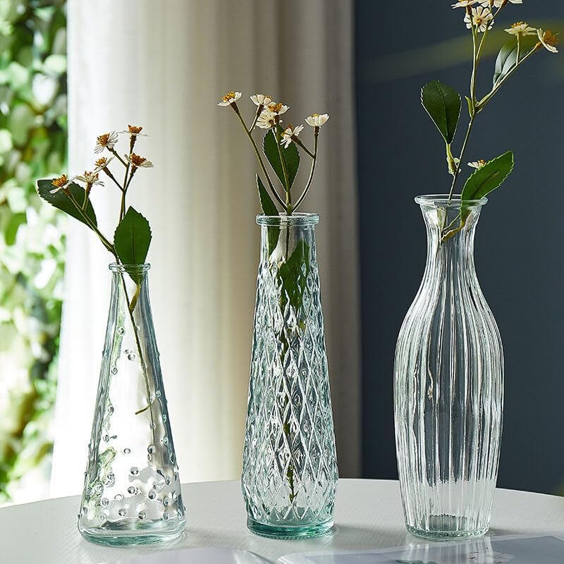 18CM Clear Glass Vases Small Caliber Bud Vase Single Stem Vase Mini Plant Vase Decorative Vase for Living Room Tabletop Bedroom Ornaments Home Decor - Image 5