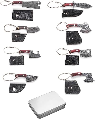 Miniatura 9 de Mini Knife Set,Tiny Knife Set with Sheath,Mini Pocket Knives Keychain for Knife Collectors Gifts and Package Opener Box Cutter (6)