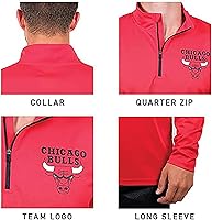 Vista 4 de Ultra Game Mens NBA Official Quarter Zip Long Sleeve Pullover T-Shirt Color del