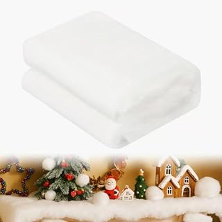 Snow Blanket for Christmas Decor, Fake Artificial Snow Blanket Roll Miniature Xmas Village Accessories Thick Fluffy Faux Snows Backdrop Wonderland Decorations(58 Inch X 1 Ft)