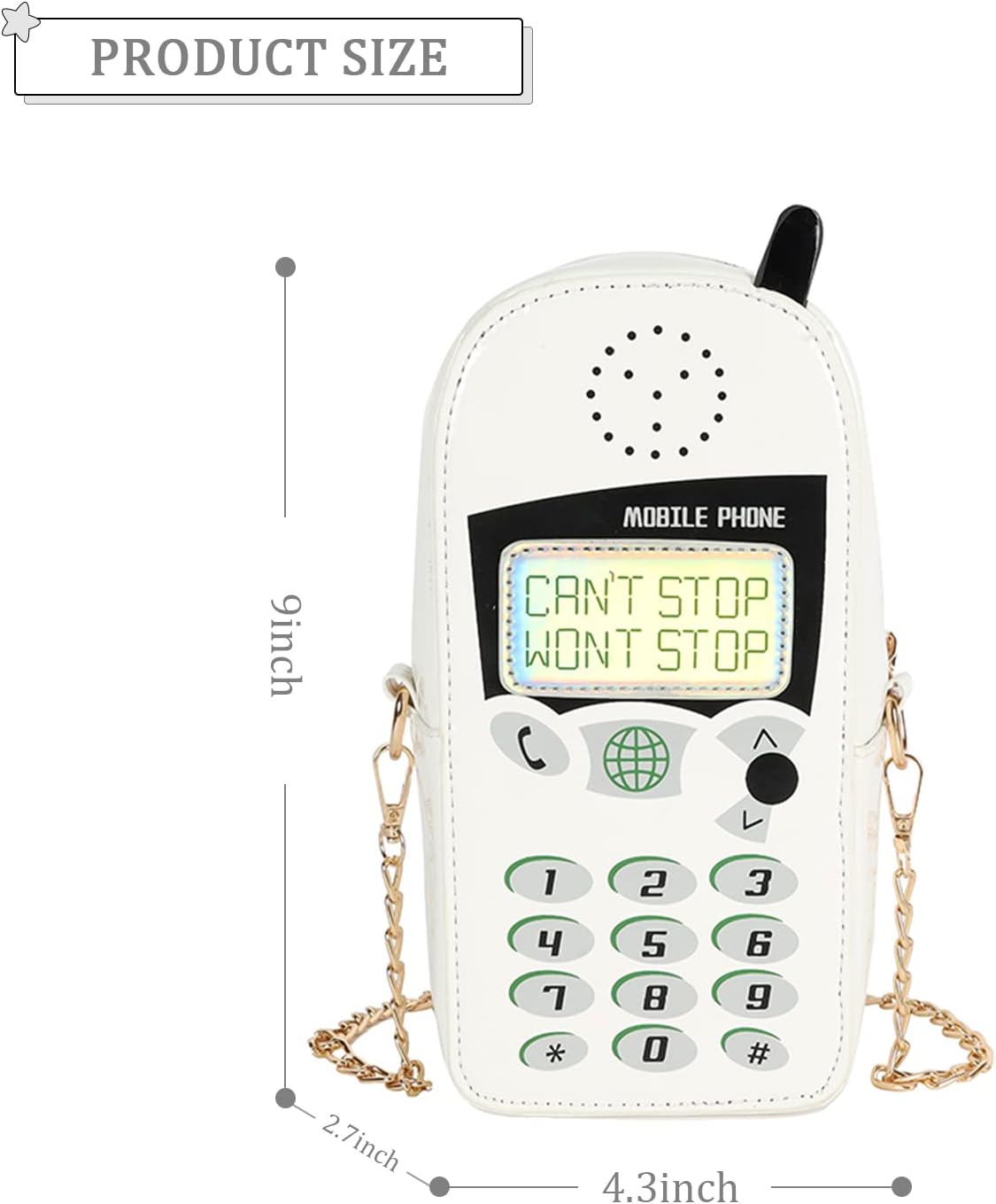 KUANG! Women Cute Digital Mobile Phone Shaped Shoulder Bag Funny Crossbody Bag Pu Messenger Chain Purse for Girls - Image 4