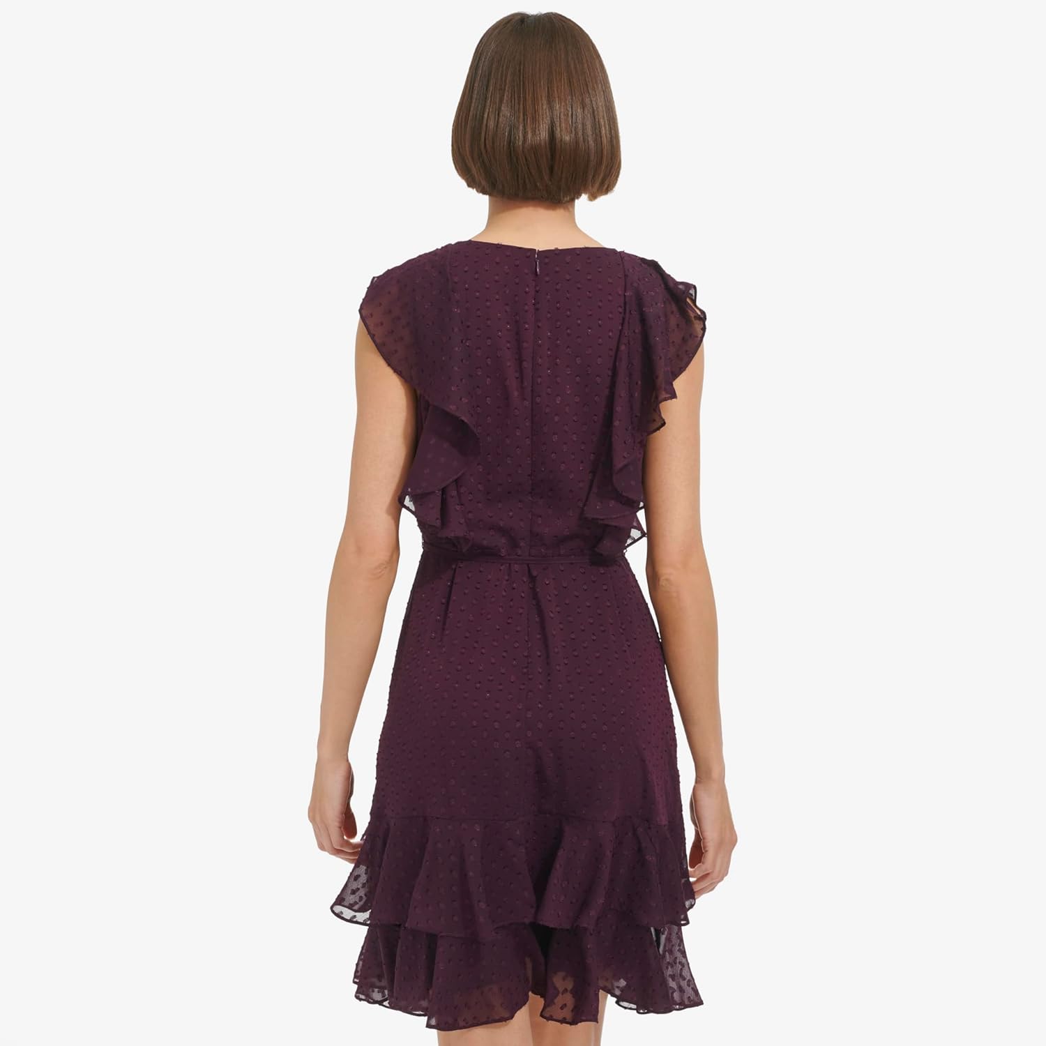 Tommy Hilfiger Womens Ruffle Trim Tie Waist Chiffon Mini Dress - Image 3