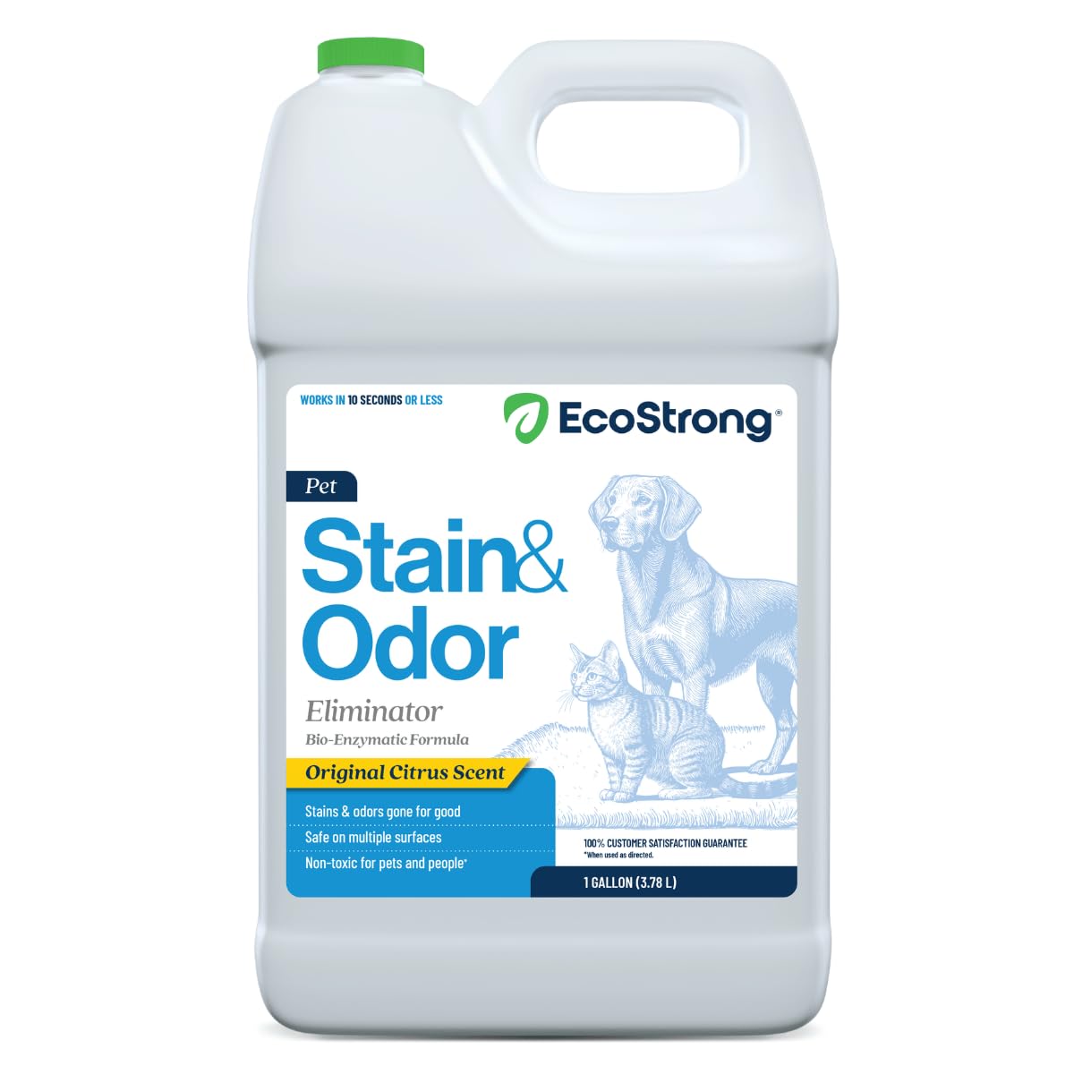 Eco Strong Removedor de manchas y olores para mascotas, limpiador de enzimas de orina de gato, destructor de orina para perros, limpiador enzimático de orina de mascotas, 128 onzas