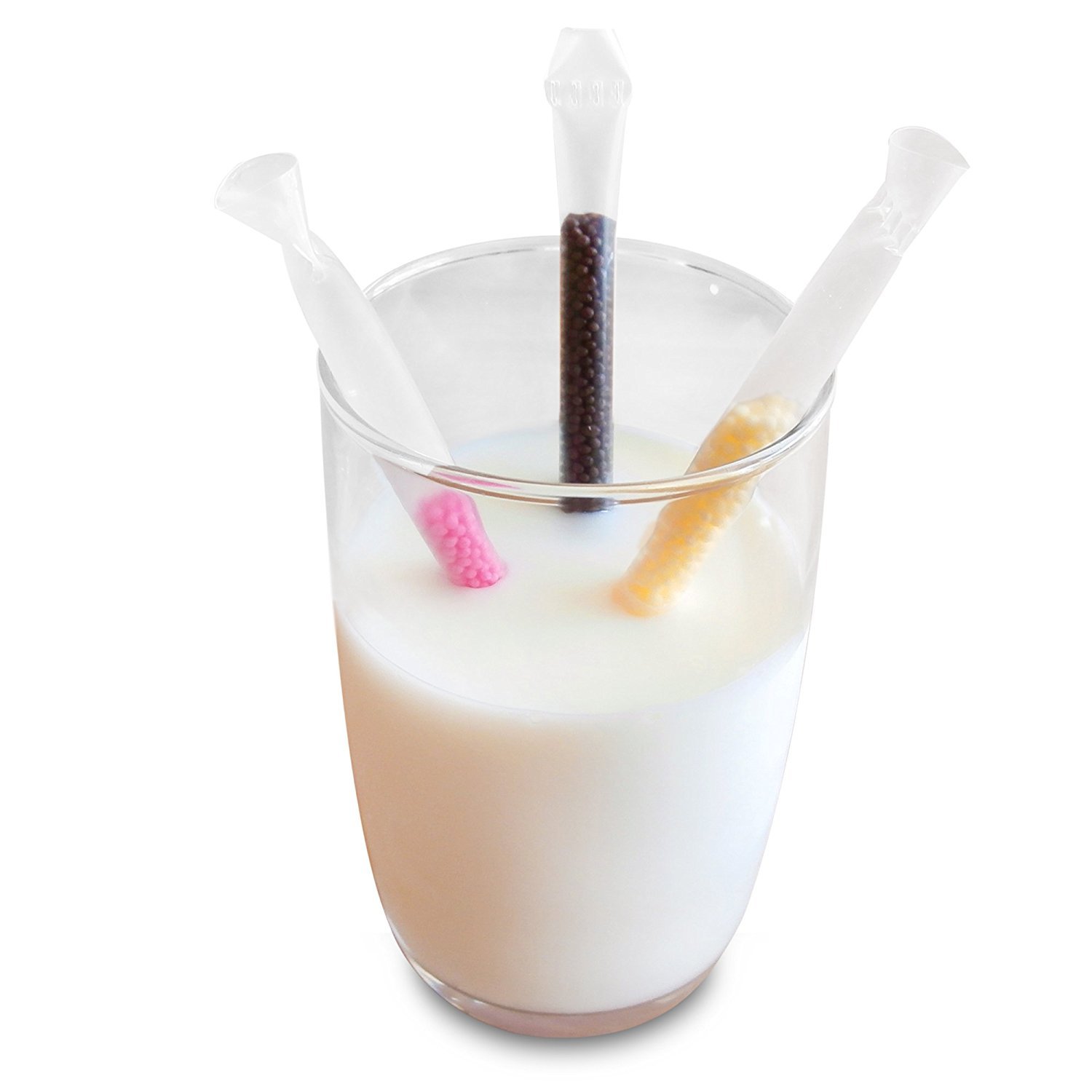 60 cannucce Quick-Milk Magic Sipper aromatizzate per frappè istantaneo, fragola, cioccolato, banana