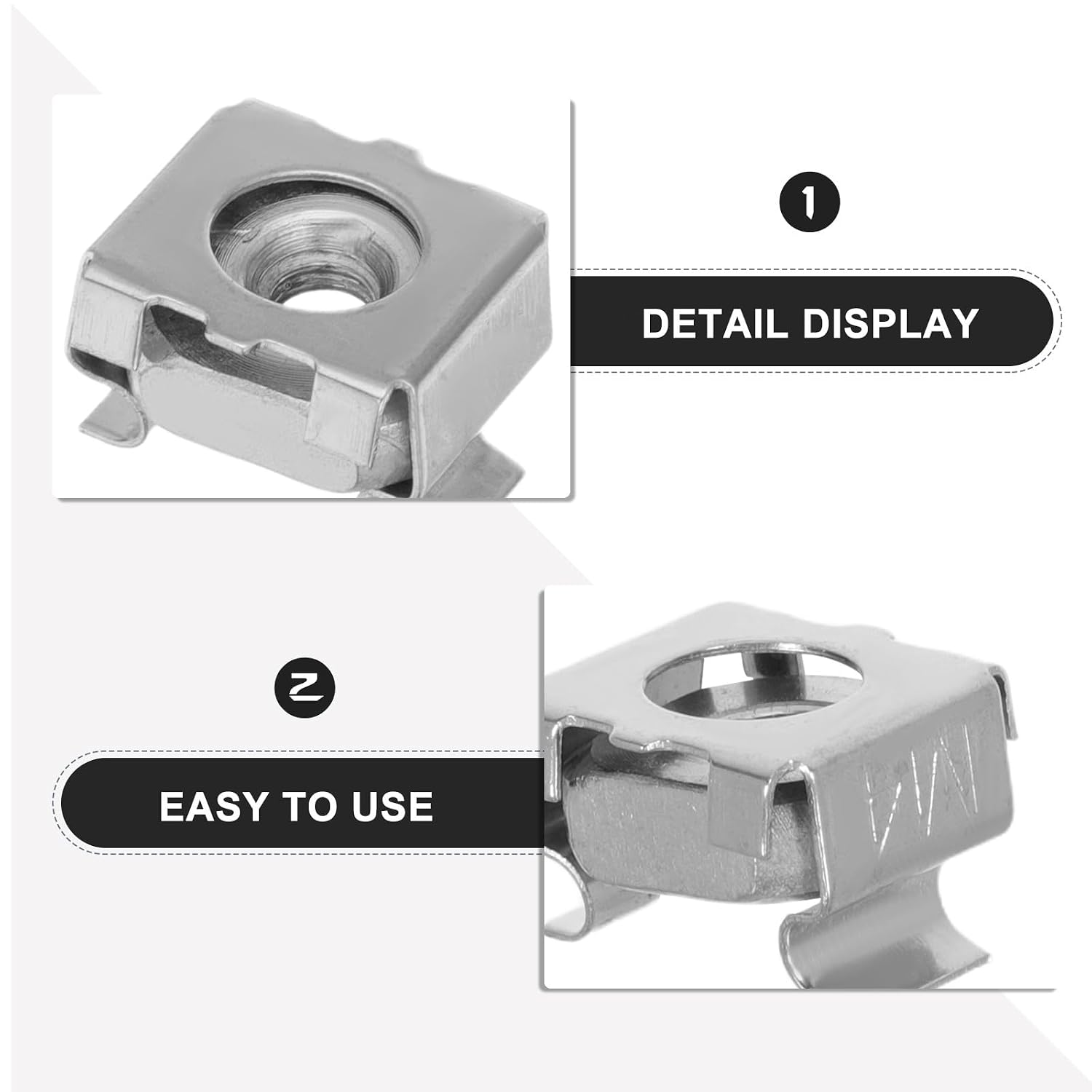 100PCS M4 Cage Nut for Rackmount: Iron Anti-Vibration Design Heavy Duty M4 Nut for Cabinet Network Equipment Square Hole Mount