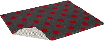 Vetbed Non-Slip Bed with Red Polka Dot, Large, Charcoal Grey
