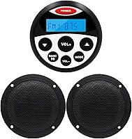 Vista 1 de Estéreo marino - Impermeable Bluetooth MP3 USB AM/FM Radio con 2 altavoces negros (304-4001B)