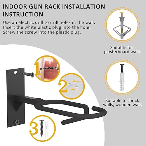 Miniatura 3 de OSIEWEN Estante para armas, estantes ajustables para pared, soporte de pared para pistola con acolchado suave para rifle, escopeta, gabinete,