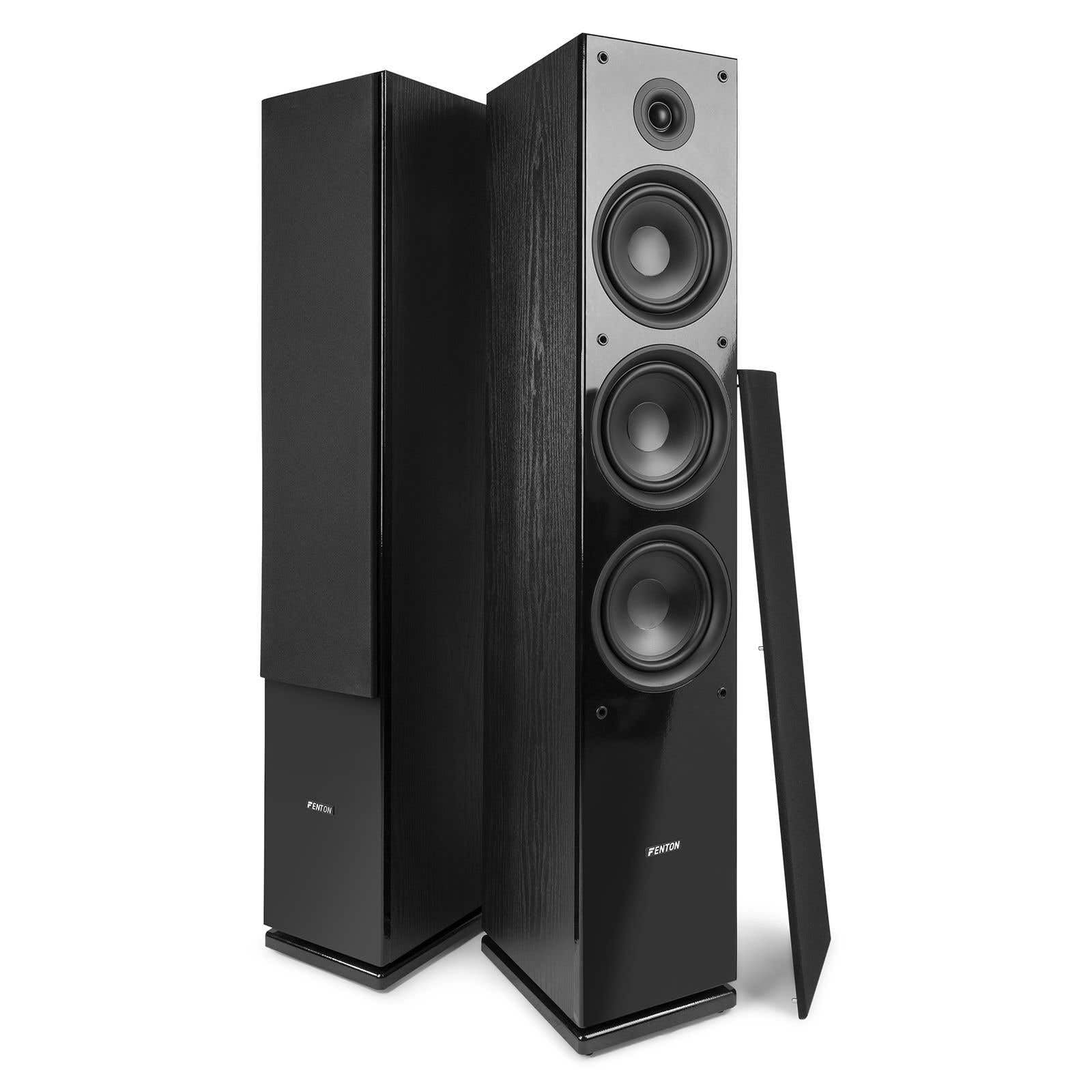 Fenton SHF80B Paire Enceintes Colonne HiFi 3 Voies, Couleur Noir, 500W Max, Enceintes Passives HiFi Son Haute Qualité, Haut-Parleurs Home Cinema Idéales pour Musique et Film