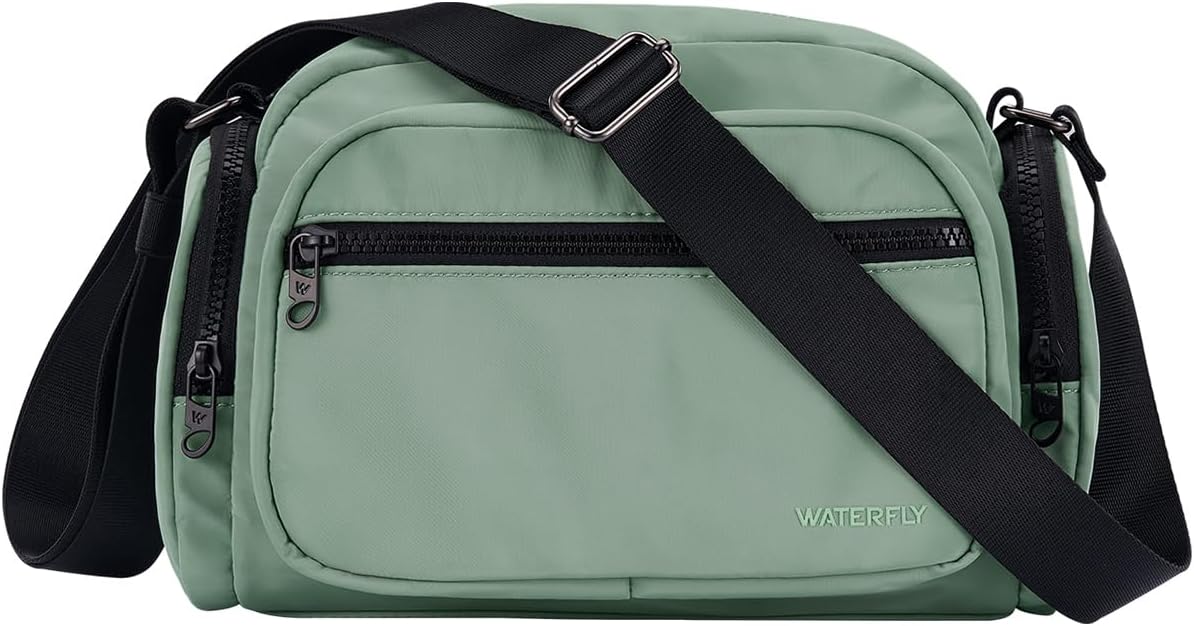 WATERFLY Multiple Pockets Crossbody Bags: 6L Large Nylon Purses 2025 – Travel Shoulder Cross Body Purse for Women Men